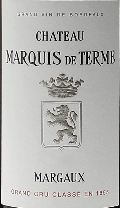 Chateau Marquis de Terme Margaux AOC — wine label, illustrative image