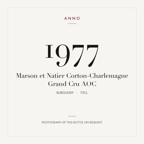Marson et Natier Corton-Charlemagne Grand Cru 1977 AOC 0,75l, 勃根地 — ANNO 年份卡;實際酒瓶照片可應要求提供