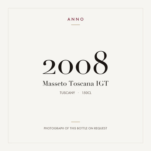 Masseto Toscana 2008 IGT 1,5l, Toscane — carte millésime ANNO ; photo de la bouteille réelle disponible sur demande