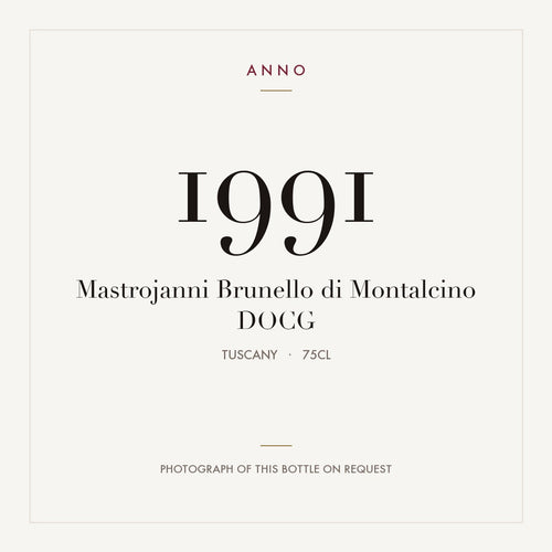 Mastrojanni Brunello di Montalcino 1991 DOCG 0,75l, Toscane — ANNO-jaargangkaart; foto van de echte fles op aanvraag