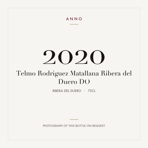 Telmo Rodriguez Matallana 2020 DO 0,75l from Ribera del Duero — ANNO vintage card; photograph of the actual bottle available on request