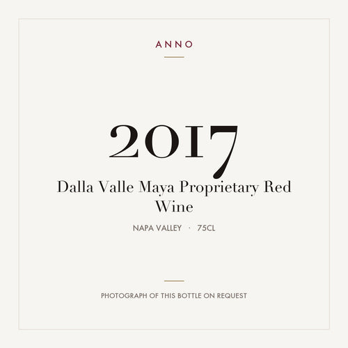Dalla Valle Maya Proprietary Red Wine 2017 0,75l, Napa Valley — card dell'annata ANNO; foto della bottiglia reale disponibile su richiesta