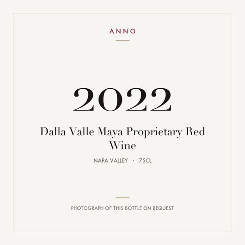 Dalla Valle Maya Proprietary Red Wine 2022 0,75l from Napa Valley — ANNO vintage card; photograph of the actual bottle available on request
