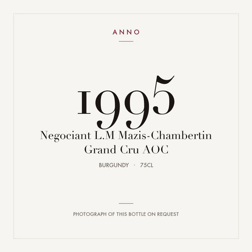 Negociant L.M Mazis-Chambertin Grand Cru 1995 AOC 0,75l from Burgundy — ANNO vintage card; photograph of the actual bottle available on request