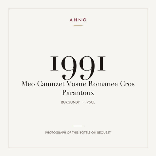 Me o-Camuzet Vosne-Romanee Cros Parantoux 1991 AOC 0,75l — card dell'annata ANNO; foto della bottiglia reale disponibile su richiesta
