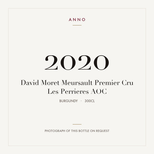 David Moret Meursault Premier Cru Les Perrieres 2020 AOC 3l from Burgundy — ANNO vintage card; photograph of the actual bottle available on request