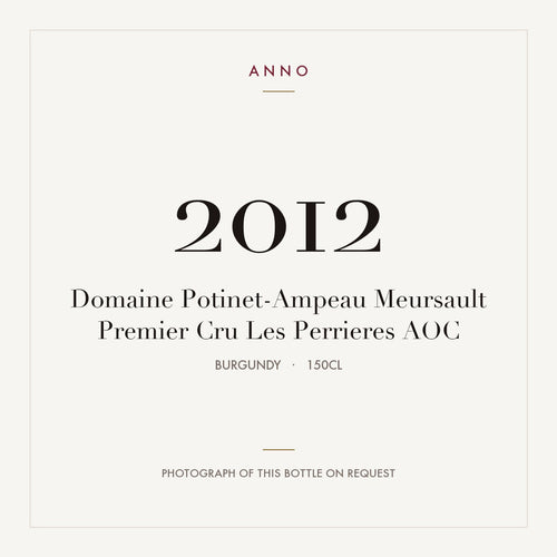 Domaine Potinet-Ampeau Meursault Premier Cru Les Perrieres 2012 AOC 1,5l, Borgonha — cartão de colheita ANNO; fotografia da garrafa real disponível a pedido