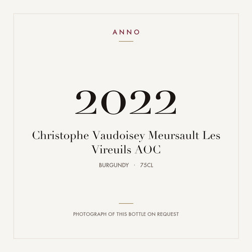 Christophe Vaudoisey Meursault Les Vireuils 2022 AOC 0,75l from Burgundy — ANNO vintage card; photograph of the actual bottle available on request