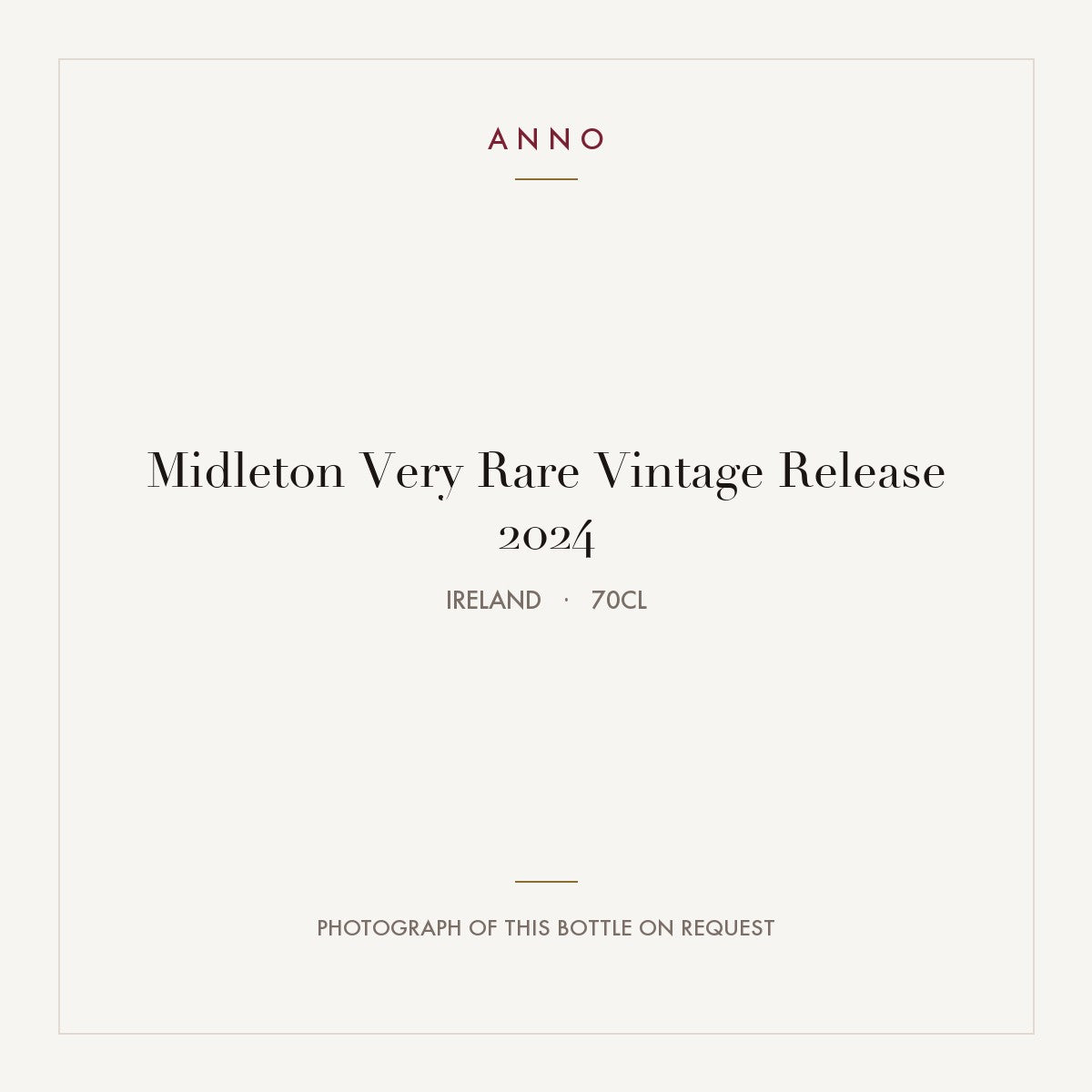 Midleton Very Rare Vintage Release 2024 0,7l from Ireland — ANNO vintage card; photograph of the actual bottle available on request