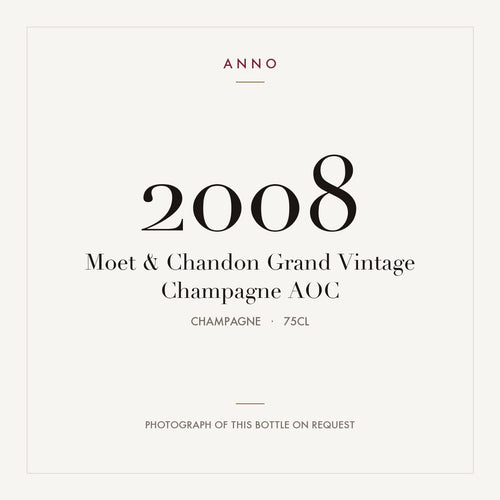 Moet & Chandon Grand Vintage Champagne 2008 AOC 0,75l, シャンパーニュ — ANNOヴィンテージカード。実際のボトルの写真はご要望に応じてご用意します