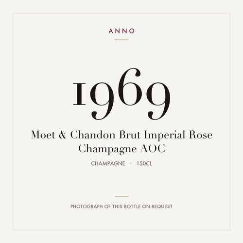 Moet & Chandon Brut Imperial Rose Champagne 1969 AOC 1,5l, Champagne — tarjeta de añada ANNO; foto de la botella real disponible bajo petición