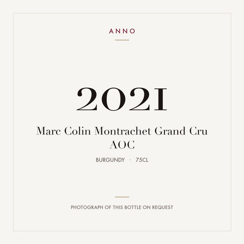 Marc Colin Montrachet Grand Cru 2021 AOC 0,75l from Burgundy — ANNO vintage card; photograph of the actual bottle available on request