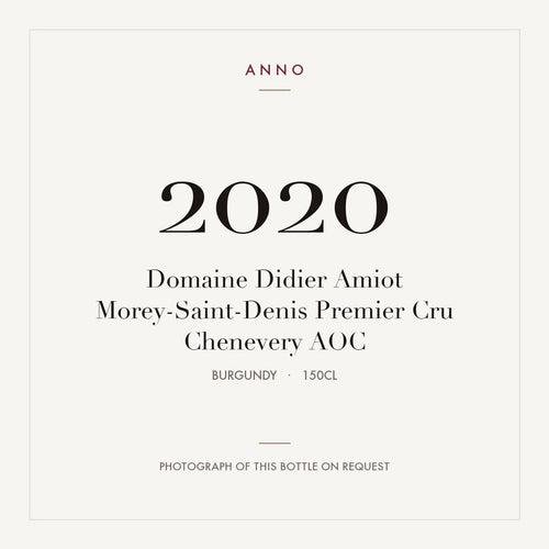 Domaine Didier Amiot Morey-Saint-Denis Premier Cru Chenevery 2020 AOC 1,5l, Burgund — ANNO-Jahrgangskarte; Foto der tatsächlichen Flasche auf Anfrage