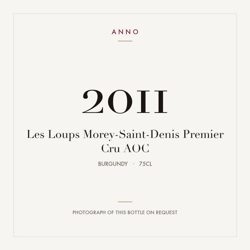 Les Loups Morey-Saint-Denis Premier Cru 2011 AOC 0,75l from Burgundy — ANNO vintage card; photograph of the actual bottle available on request