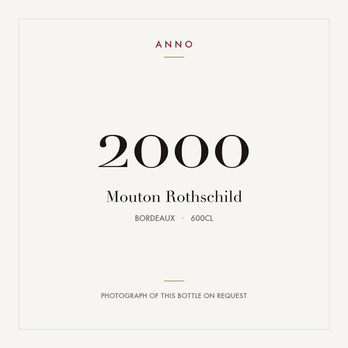 Mouton Rothschild 2000 6l — card dell'annata ANNO; foto della bottiglia reale disponibile su richiesta