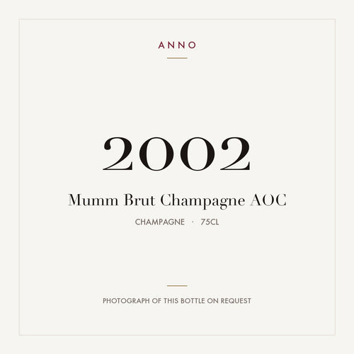 Mumm Brut Champagne 2002 AOC 0,75l from Champagne — ANNO vintage card; photograph of the actual bottle available on request