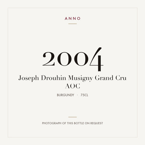 Joseph Drouhin Musigny Grand Cru 2004 AOC 0,75l from Burgundy — ANNO vintage card; photograph of the actual bottle available on request