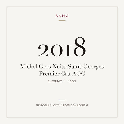 Michel Gros Nuits-Saint-Georges Premier Cru 2018 AOC 1,5l, Бургундия — карточка урожая ANNO; фото настоящей бутылки по запросу