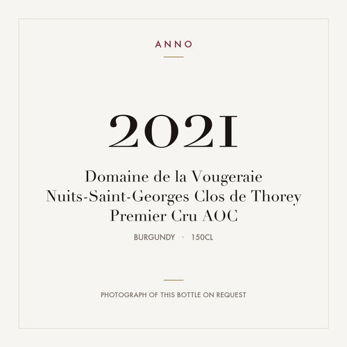 Domaine de la Vougeraie Nuits-Saint-Georges Premier Cru Clos de Thorey 2021 AOC 1,5l — ANNO-jaargangkaart; foto van de echte fles op aanvraag