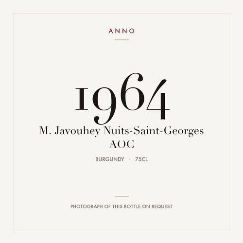 M. Javouhey Nuits-Saint-Georges 1964 AOC 0,75l from Burgundy — ANNO vintage card; photograph of the actual bottle available on request