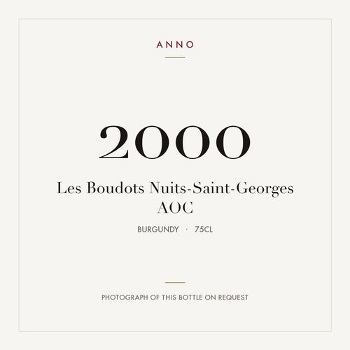 Les Boudots Nuits-Saint-Georges 2000 AOC 0,75l from Burgundy — ANNO vintage card; photograph of the actual bottle available on request