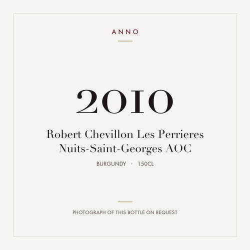 Robert Chevillon Les Perrieres Nuits-Saint-Georges 2010 AOC 1,5l, Borgonha — cartão de colheita ANNO; fotografia da garrafa real disponível a pedido