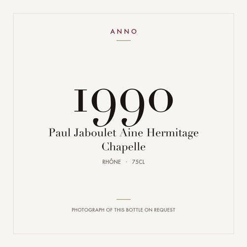 Paul Jaboulet Aine Hermitage Chapelle 1990 0,75l — ANNOヴィンテージカード。実際のボトルの写真はご要望に応じてご用意します