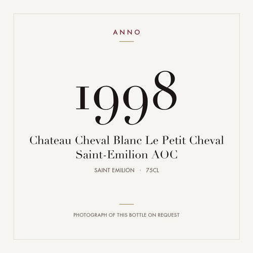 Chateau Cheval Blanc Le Petit Cheval Saint-Emilion 1998 AOC 0,75l from Saint Emilion — ANNO-jaargangkaart; foto van de echte fles op aanvraag