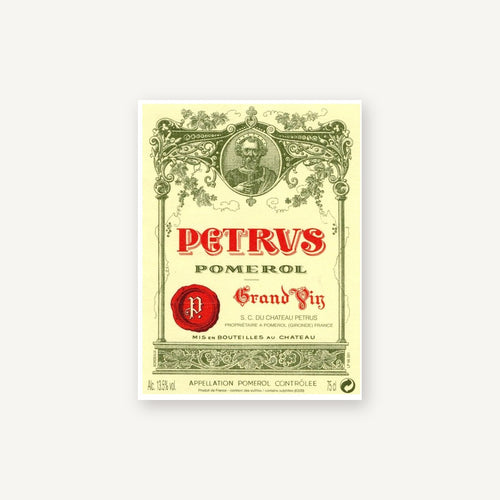 Petrus Pomerol 1983 AOC 0,75l — vinetiket, illustrativt billede