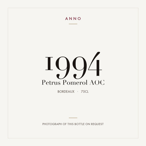 Petrus Pomerol 1994 AOC 0,75l from Bordeaux — ANNO vintage card; photograph of the actual bottle available on request