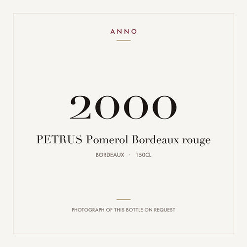 Petrus Pomerol 2000 AOC 1,5l — ANNO-årgangskort; foto af den faktiske flaske på forespørgsel