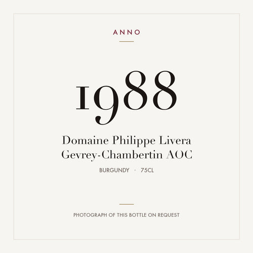 Domaine Philippe Livera Gevrey-Chambertin 1988 AOC 0,75l, 勃根地 — ANNO 年份卡;實際酒瓶照片可應要求提供