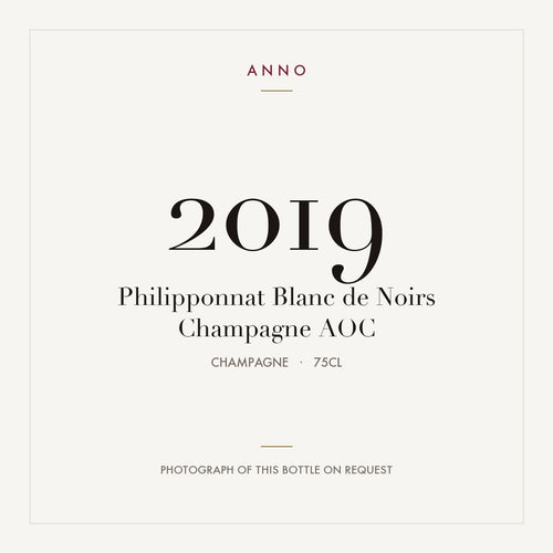 Philipponnat Blanc de Noirs Champagne 2019 AOC 0,75l from Champagne — ANNO vintage card; photograph of the actual bottle available on request