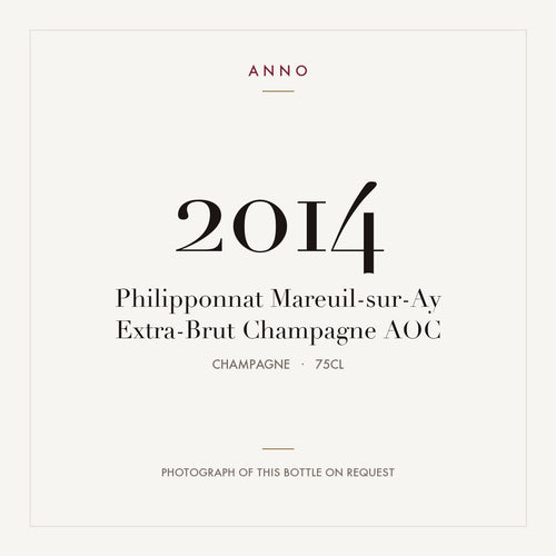 Philipponnat Mareuil-sur-Ay Extra-Brut Champagne 2014 AOC 0,75l from Champagne — ANNO vintage card; photograph of the actual bottle available on request