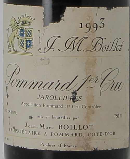 Jean-Marc Boillot Pommard Premier Cru Jarollieres 1993 AOC — wine label
