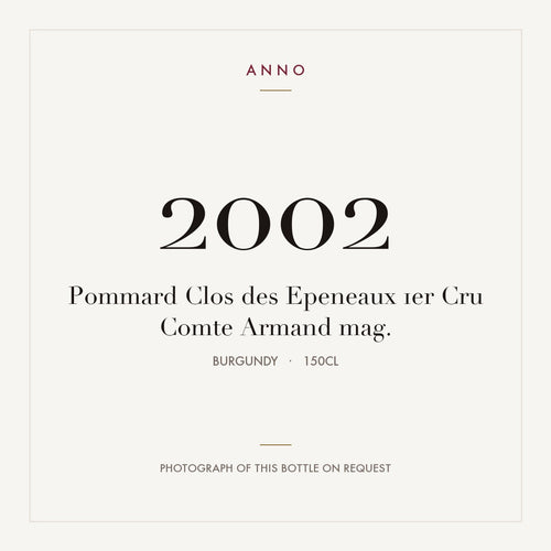 Comte Armand Pommard Premier Cru Clos des Epeneaux 2002 AOC 1,5l — ANNO-Jahrgangskarte; Foto der tatsächlichen Flasche auf Anfrage