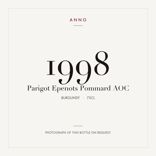 Parigot Epenots Pommard 1998 AOC 0,75l from Burgundy — ANNO vintage card; photograph of the actual bottle available on request