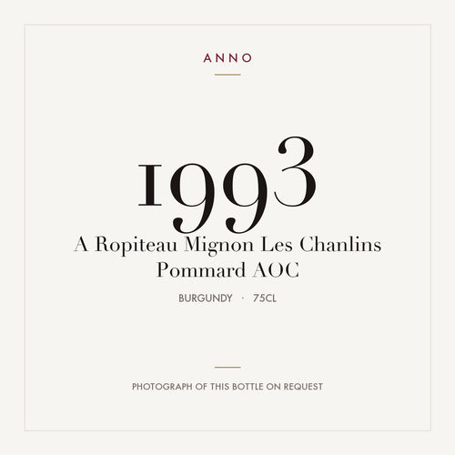 A Ropiteau Mignon Les Chanlins Pommard 1993 AOC 0,75l from Burgundy — ANNO vintage card; photograph of the actual bottle available on request