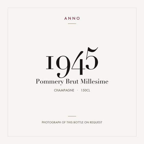 Pommery Brut Millesime 1945 1,5l — card dell'annata ANNO; foto della bottiglia reale disponibile su richiesta