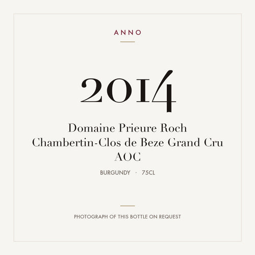 Domaine Prieure Roch Chambertin-Clos de Beze Grand Cru 2014 AOC 0,75l, Бургундия — карточка урожая ANNO; фото настоящей бутылки по запросу