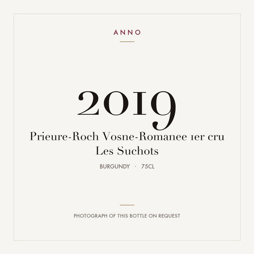 Prieure-Roch Vosne-Romanee 1er cru Les Suchots 2019 0,75l from Burgundy — ANNO vintage card; photograph of the actual bottle available on request