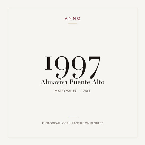 Almaviva Puente Alto 1997 0,75l from Maipo Valley — ANNO vintage card; photograph of the actual bottle available on request