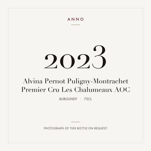 Alvina Pernot Puligny-Montrachet Premier Cru Les Chalumeaux 2023 AOC 0,75l from Burgundy — ANNO vintage card; photograph of the actual bottle available on request