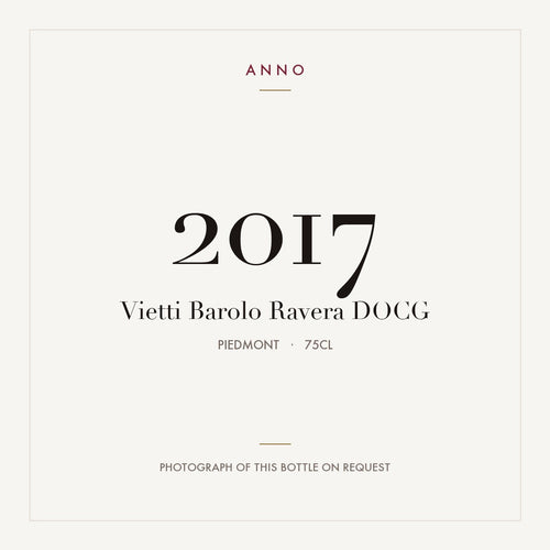 Vietti Barolo Ravera 2017 DOCG 0,75l from Piedmont — ANNO vintage card; photograph of the actual bottle available on request
