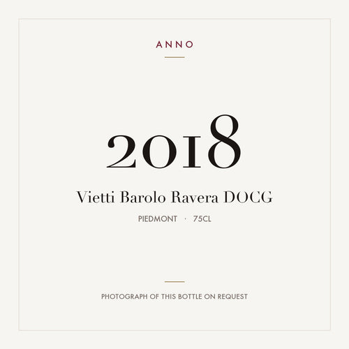 Vietti Barolo Ravera 2018 DOCG 0,75l from Piedmont — ANNO vintage card; photograph of the actual bottle available on request