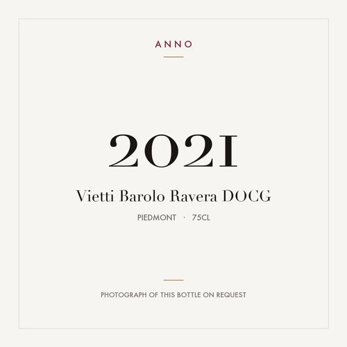 Vietti Barolo Ravera 2021 DOCG 0,75l from Piedmont — ANNO vintage card; photograph of the actual bottle available on request