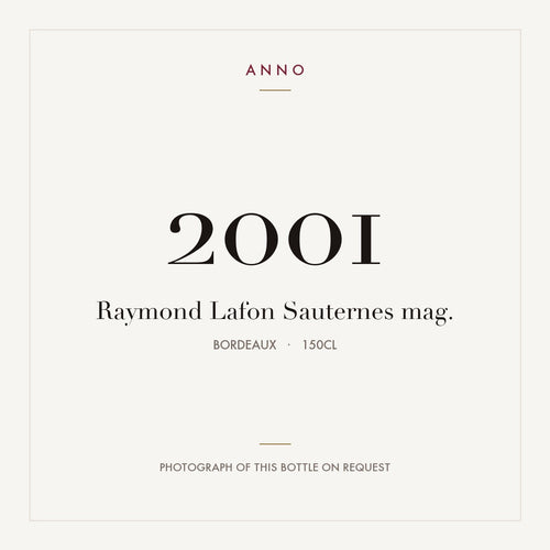Raymond-Lafon Sauternes 2001 AOC 1,5l — карточка урожая ANNO; фото настоящей бутылки по запросу