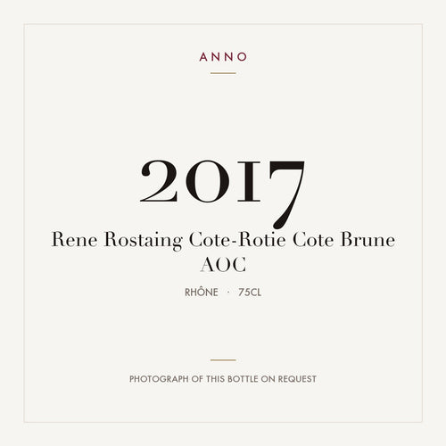 Rene Rostaing Cote-Rotie Cote Brune 2017 AOC 0,75l from Rhône — ANNO vintage card; photograph of the actual bottle available on request
