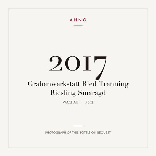 Grabenwerkstatt Ried Trenning Riesling Smaragd 2017 0,75l from Wachau — ANNO vintage card; photograph of the actual bottle available on request