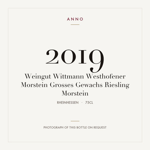Weingut Wittmann Westhofener Morstein Grosses Gewachs Riesling Morstein 2019 0,75l from Rheinhessen — ANNO vintage card; photograph of the actual bottle available on request